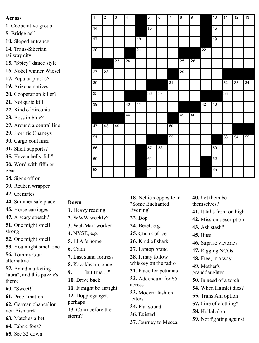 easy printable crossword puzzles for adults april 2020